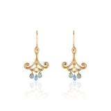 18k Yellow Gold Drop Earrings with Blue Sapphire Teardrops and Canary Diamonds