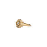 18k Yellow Gold Rose Cut Salt & Pepper Diamond Ring