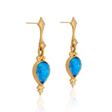 Rose Cut Tear Drop Ethiopian Opal and Diamond Earrings in 22k Gold