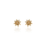 Star Anise Earrings with Diamond Centers in 22k Gold