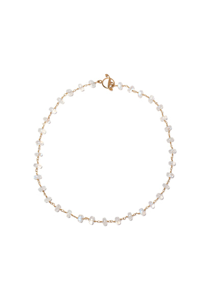 22k Gold Rainbow Moonstone Rondelle Necklace