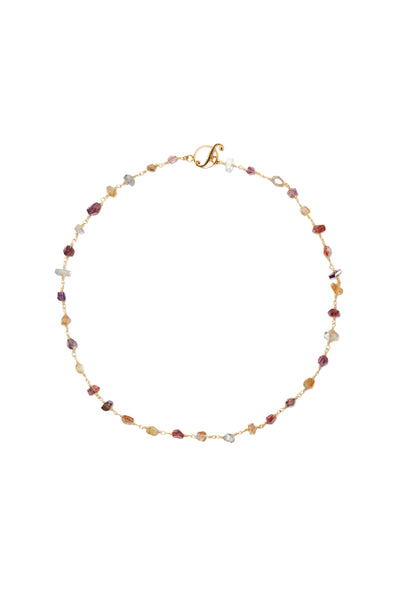 Sapphire Crystal Wire-Wrap Necklace 22k Yellow Gold