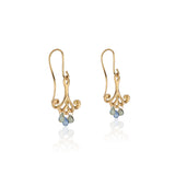 18k Yellow Gold Drop Earrings with Blue Sapphire Teardrops and Canary Diamonds