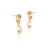 22k Gold Tendril Drop Post Earrings with Diamond and Royal Blue Sapphires.
