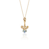 18k Yellow Gold Pendant Necklace with Blue Sapphire Teardrops and Canary Diamonds