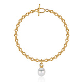 22k Gold South Sea Pearl Bracelet with Ancient-Style Hand-Wrought Chain