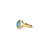 Rose Cut Organic Shape Ethiopian Opal Bezel Set Ring in 22k Gold