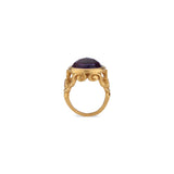 22k Gold Rose Cut Amethyst and Fuchsia-Sapphire Cocktail Ring