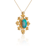 Ethiopian Opal and Diamond Medallion Necklace in 22k Gold
