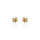 Star Anise Earrings with Diamond Centers in 22k Gold