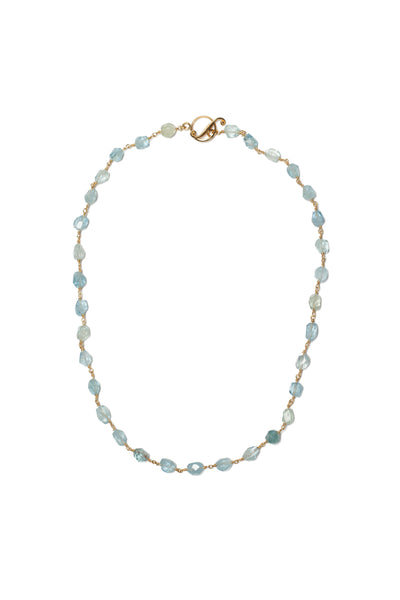 Aquamarine Wire-Wrap Necklace 22k Yellow Gold