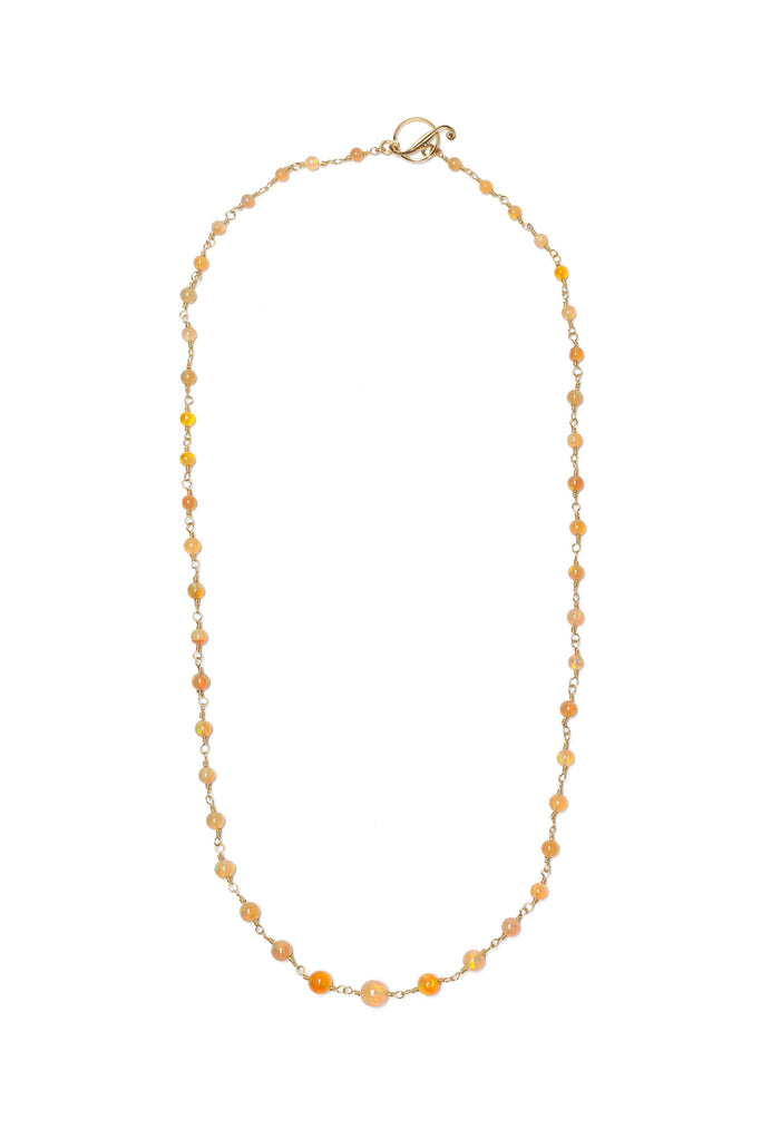 Ethiopian Opal Bead Wire-Wrap Necklace 22k Yellow Gold